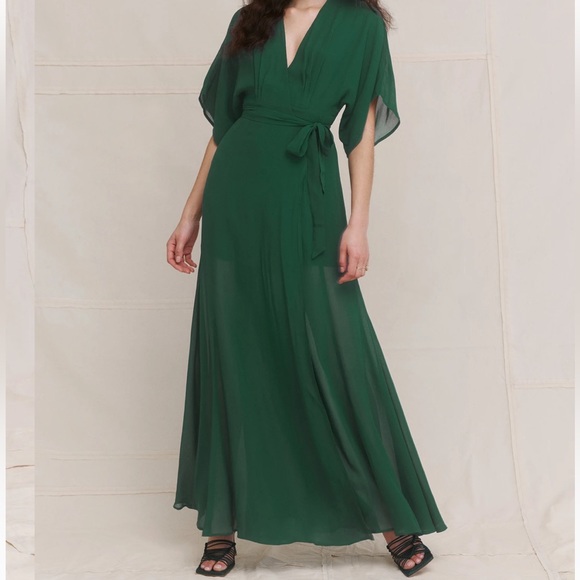 Reformation-CELADON color Maxi wrap dress wedding guest/vacation style/summer - Picture 1 of 6